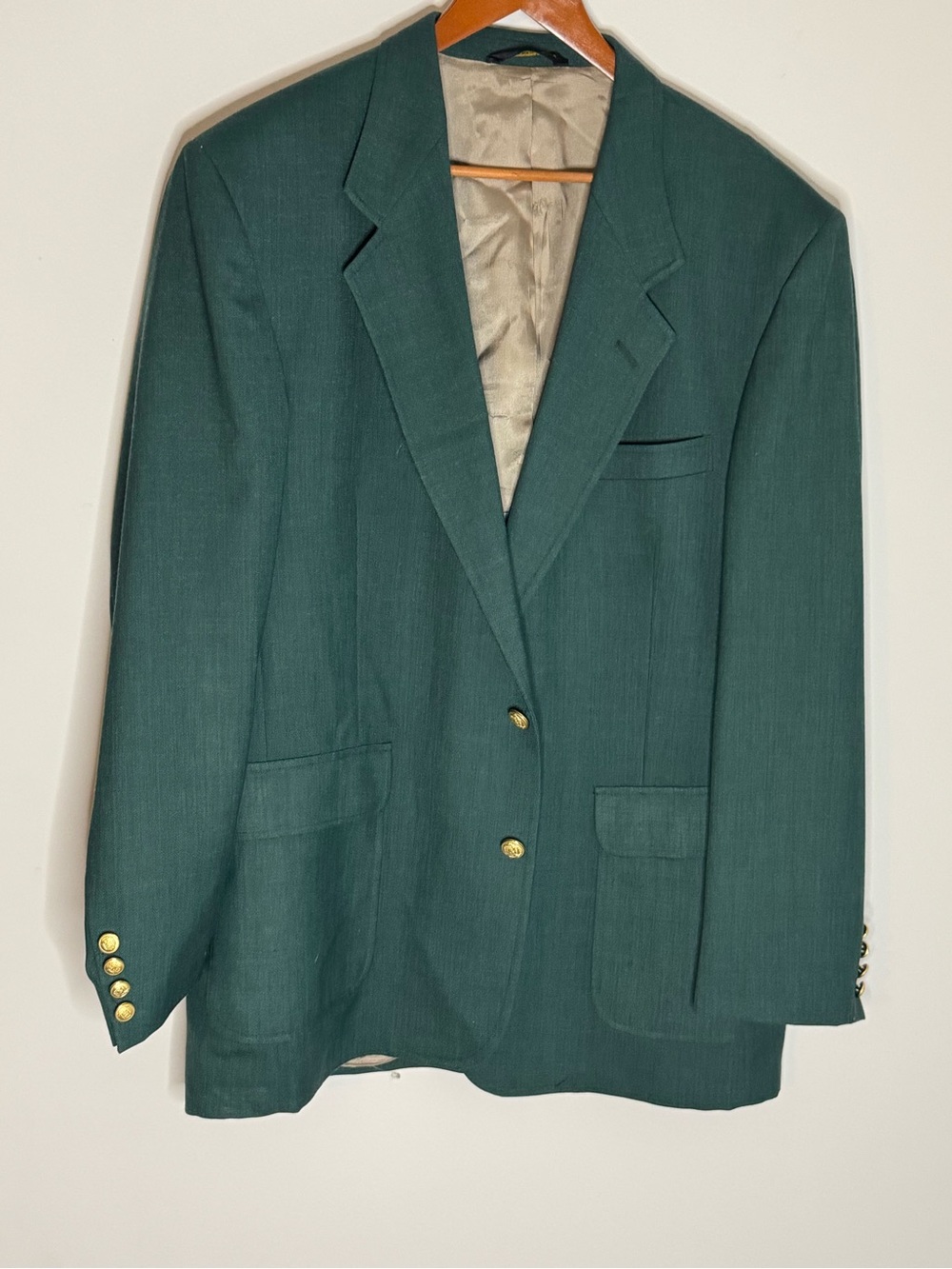 Vintage Proffitt’s Forest Green Blazer Good Crest Buttons 46L USA